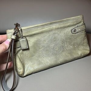 Vintage Authentic Coach Wrislet w/Coach Tag - Grayish Green Color GUC